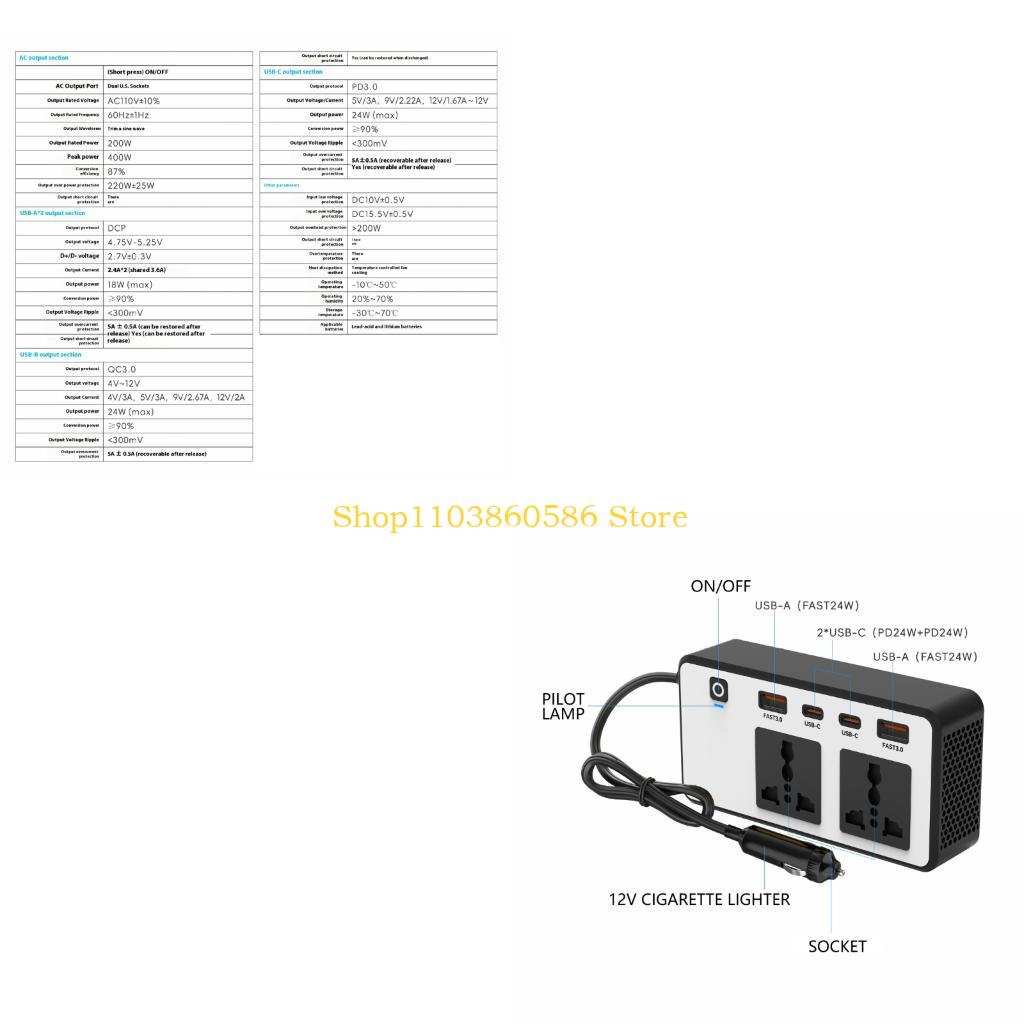 242A 200W Car Power Converter  - Outdoor Adventure Outlet recension och pris