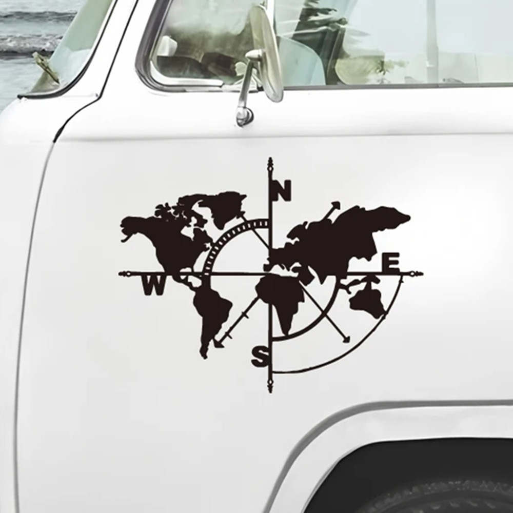 Compass World Map Vinyl Decal, - Outdoor Adventure World recension och pris