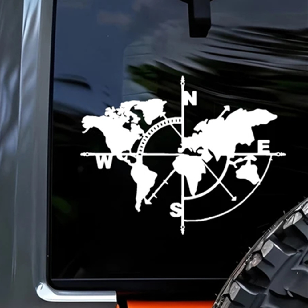 Compass World Map Vinyl Decal, - Outdoor Adventure World recension och pris